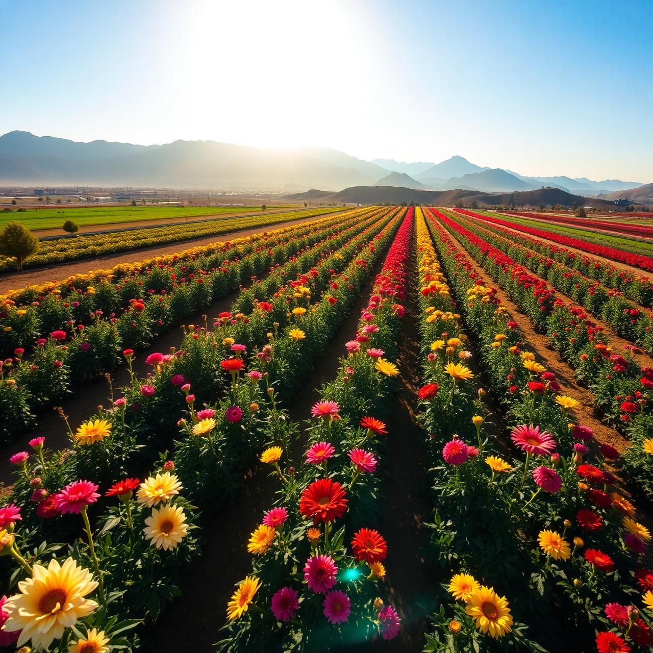 Mexico flower farm rows